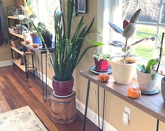Rustic Farmhouse Entryway Bench: 34" Hairpin Legs, Solid Pine Wood, Modern Farmhouse Decor