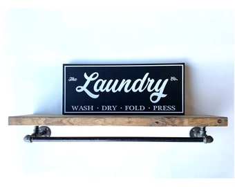 Rustic Laundry Room Shelf with Drying Rack: Farmhouse Decor