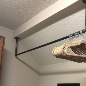 Industrial Laundry Room Drying Clothing Rack Ceiling Mount Towel and Clothing Bar. Clothes and Garment Hanger Gun Metal Gray Pipe image 1