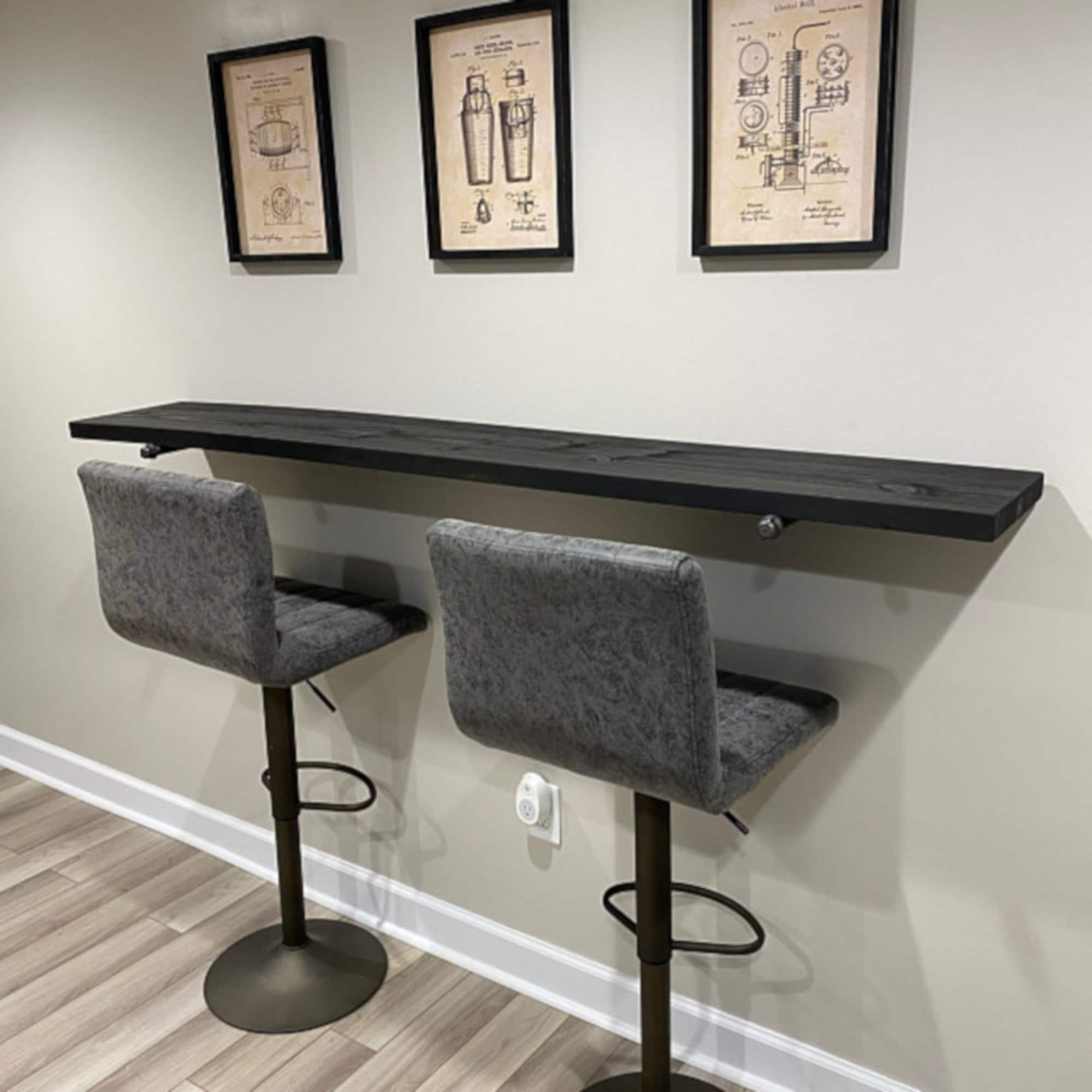 Vertical Wrapping Paper Storage from a Wood Counter Stool