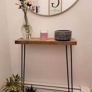 Rustic Narrow Entryway Table: Solid Pine Wood Console with 28" Hairpin Legs image 2