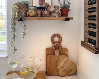 Matte Black J Bracket Floating Shelf: Rustic Farmhouse Pine Wood