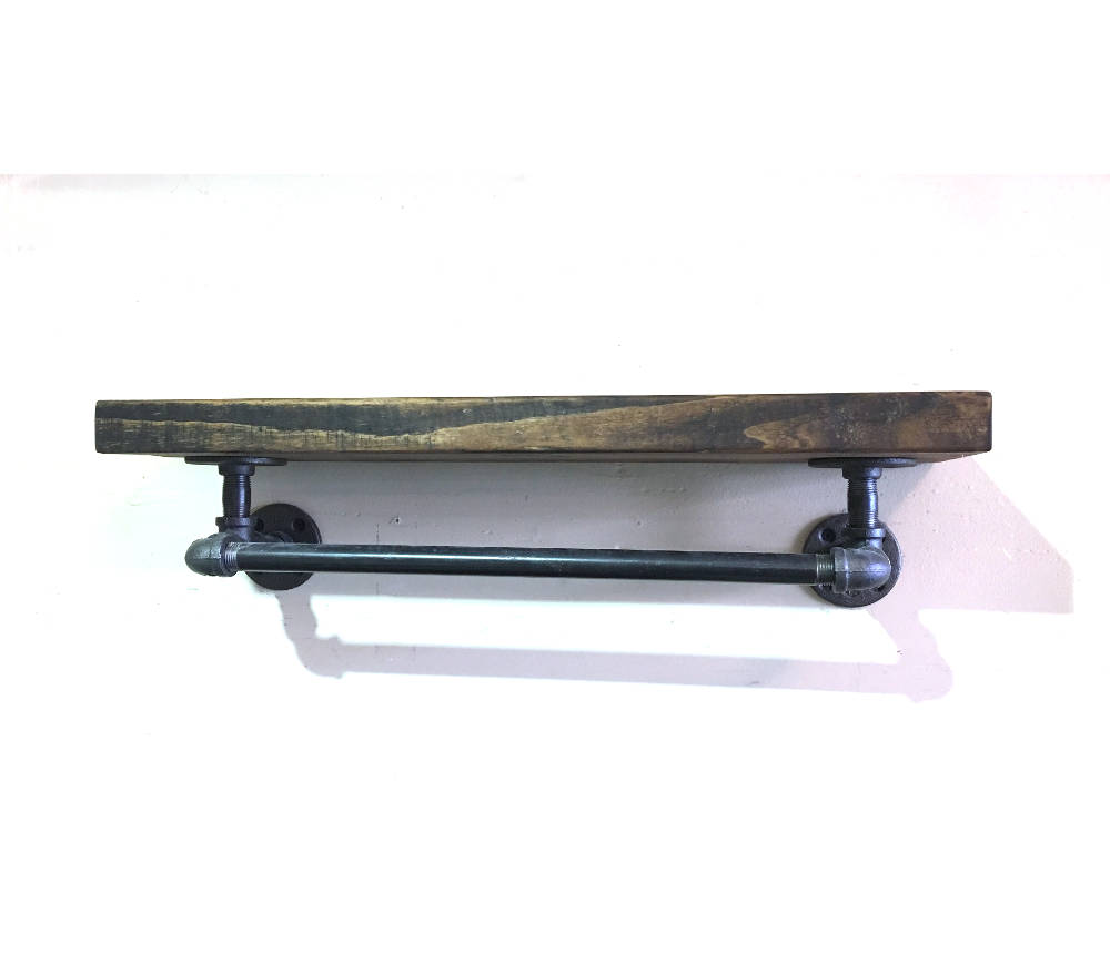 Farmhouse Shelf With Towel Bar Floating Shelf Wood Floating Etsy