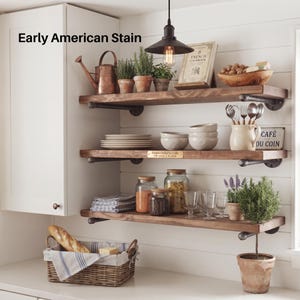 Rustic Wood Floating Shelf with Pipe Brackets, Minimalist Shelf