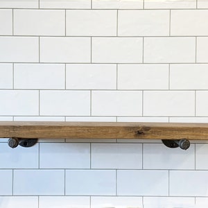 NO BRACKET - Rustic Floating Shelves Industrial Floating Shelf Farmhouse Shelf Kitchen Shelves Living Room Shelf Wood Wall Shelving