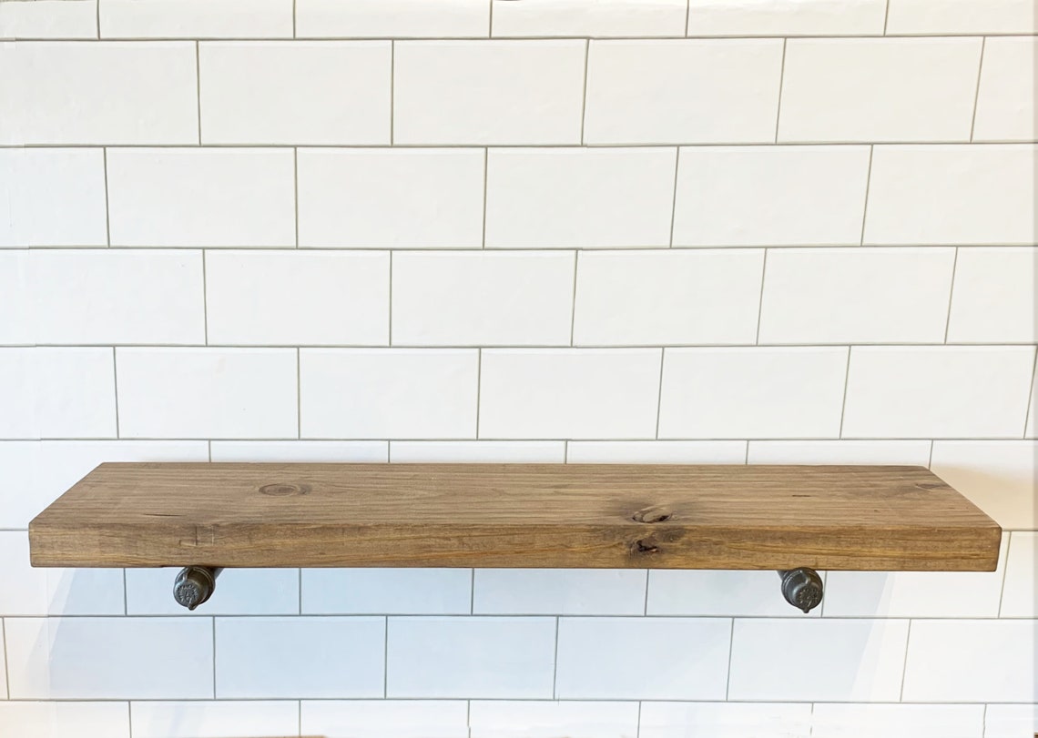 NO BRACKET Rustic Floating Shelves Industrial Floating Shelf Etsy