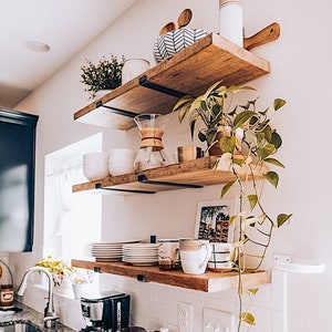 Matte Black J Lip Bracket Floating shelf, Modern Shelving, Rustic Wood Shelf, Bookshelf, Farmhouse Bathroom, Laundry or Kitchen shelf