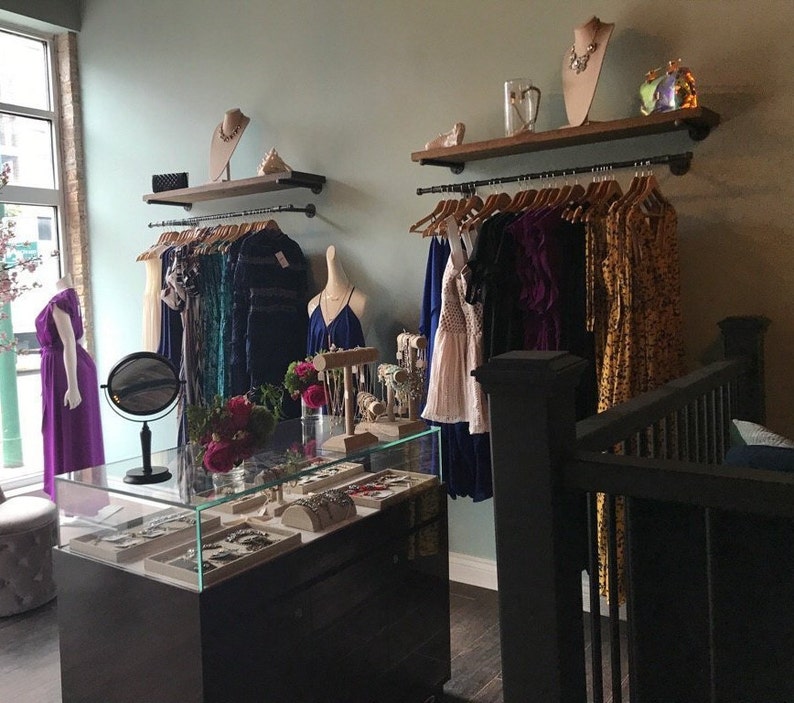 11.25 Depth Floating Shelf with clothing bar Retail Etsy