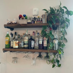 Rustic Floating Shelf: Wood and Pipe, Modern Bathroom Storage