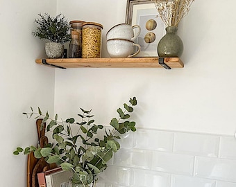 Rustic Floating Shelf with Robust J Shaped bracket, Liquor display, Farmhouse Kitchen, Laundry Room Storage and Shelving, Plant storage