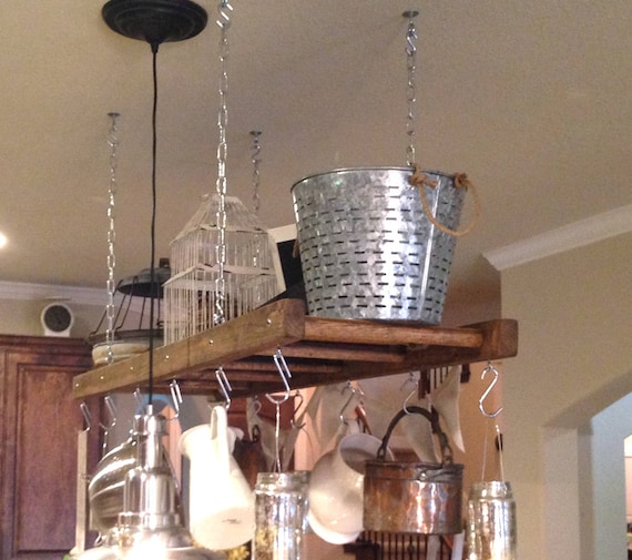 Kitchen Island Farmhouse Ladder Pot Rack Oversized Pot And Etsy