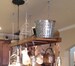 Kitchen Island Farmhouse Ladder Pot Rack, Oversized Pot and Pan Holder, Wood stained Pot and Pan storage, Ceiling Rustic Pot rack