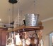 Kitchen Island Farmhouse Ladder Pot Rack, Oversized Pot and Pan Holder, Wood stained Pot and Pan storage, Ceiling Rustic Pot rack 