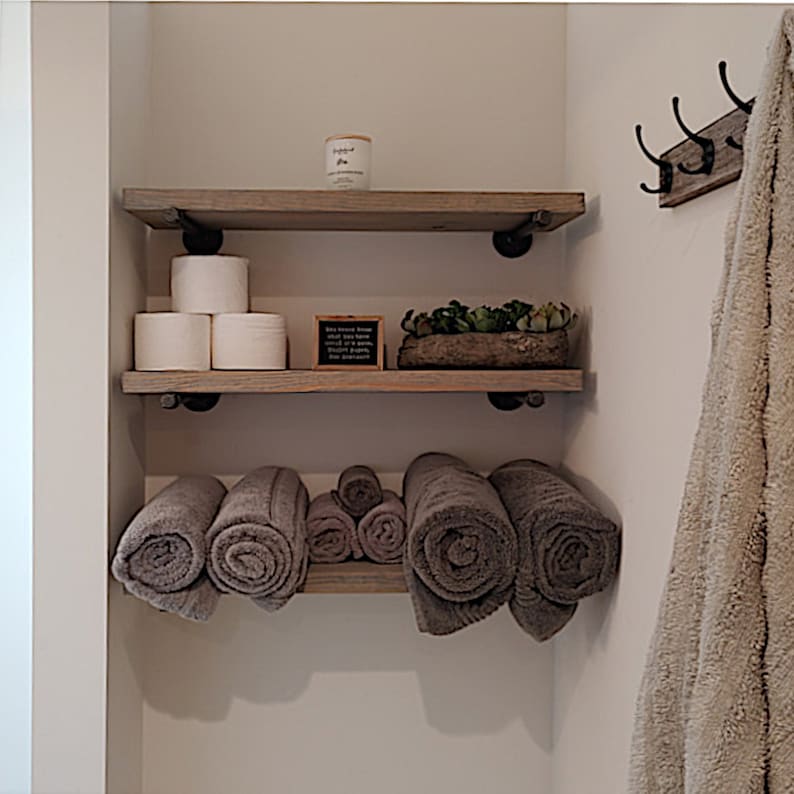 Long Rustic Floating Shelf Industrial Floating Shelf Farmhouse Etsy