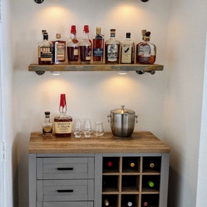 Long Rustic Floating Shelf, Farmhouse Home Office Shelf, Bourbon and Whiskey Display, Wood Wall Shelving, Modern Custom Shelf