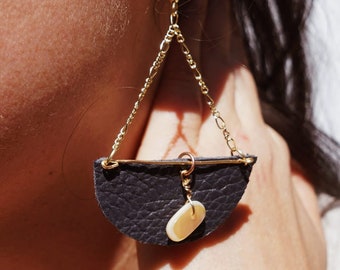 Leather Geometric Earrings