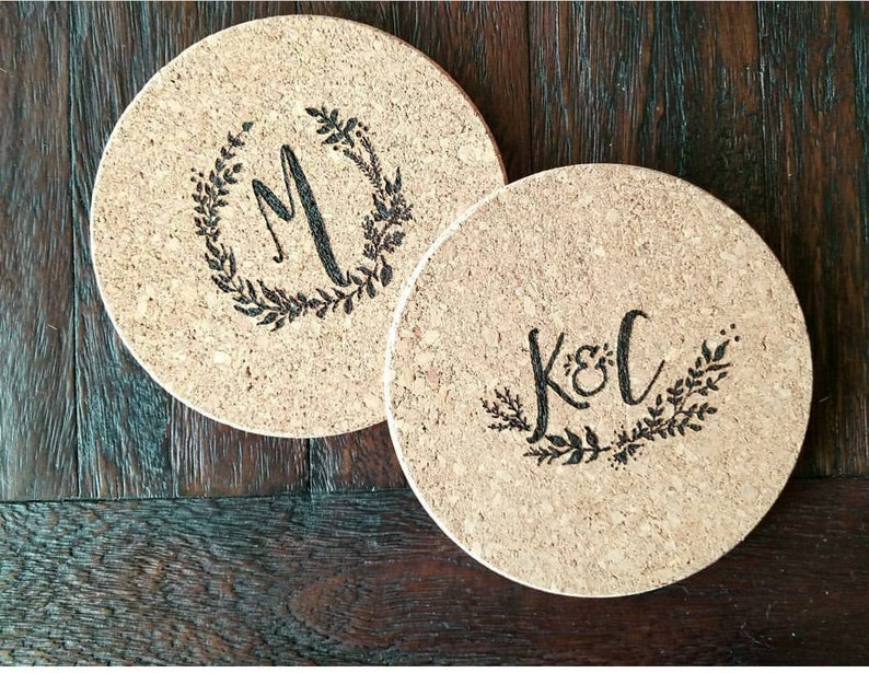 Personalized Cork Trivets and Coasters Etsy