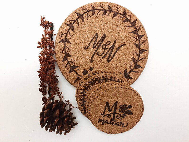 Personalized Cork Trivets and Coasters Etsy