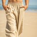 Aladdin Mens Drop Crotch Cotton Pants Beige Yogi Ashtanga Asana Harem Alibaba Yoga Afghani pocket trousers comfortable tai chi gong kung fu