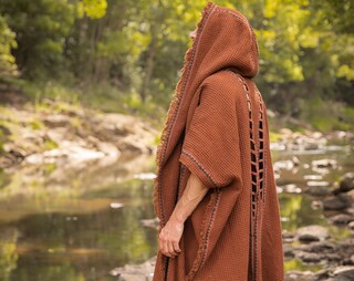 AYABO Jacket Black Hooded Thick Fleece Warm Zipped Jumper Pullover Shipibo Pattern Pockets Thumb Glove Festival Tribal Gypsy Ceremony AJJAYA