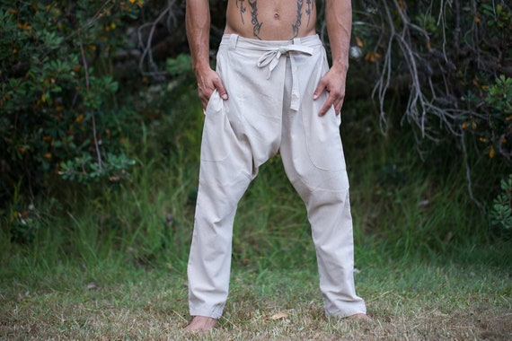 AYON Mens Cotton Yoga Pants Sage Green Dyed Pockets – AJJAYA