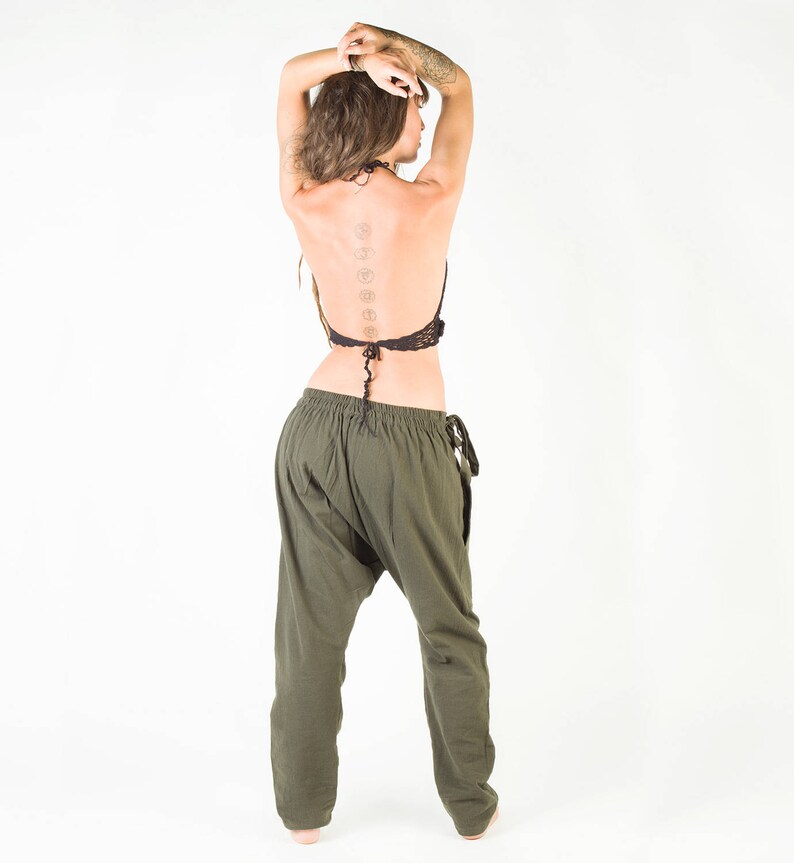 Primitive Handmade Comfortable Yoga Gypsy Boho Alibaba Aladdin Festival Goa two Pockets AJJAYA Womens Pants Green Afghani Harem Drop Crotch