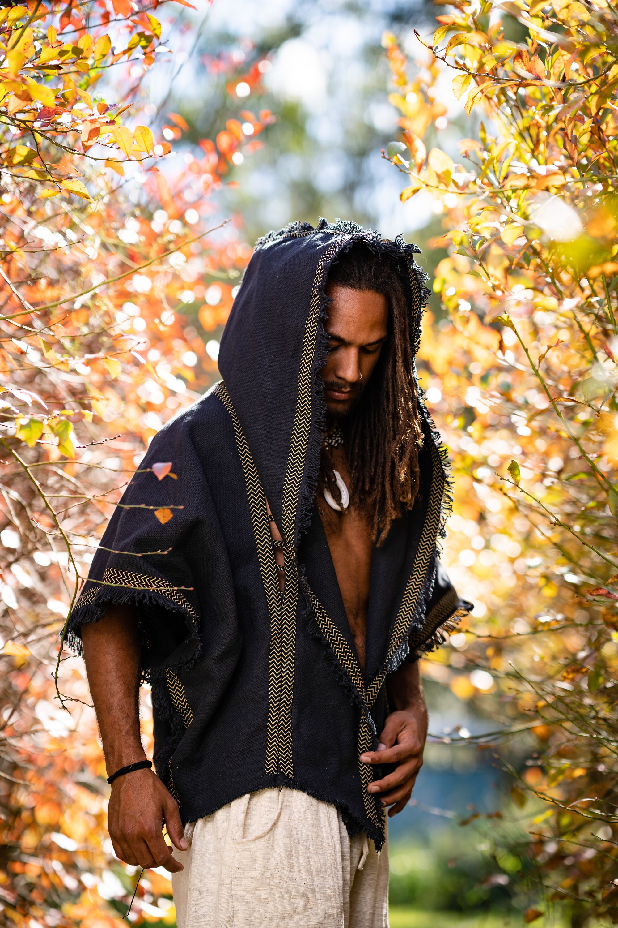 Mens Hooded Kimono Vest Black Alchemist Wizard Tovenaar Etsy