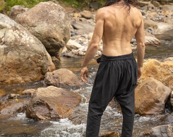 Pantalones Harem de pierna para hombre Casual embolsado Hippie Ali Baba  Pantalones Yoga Pantalones