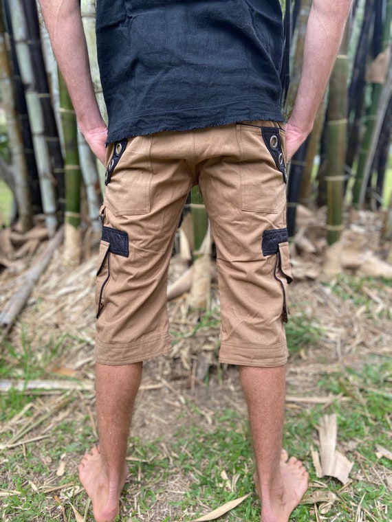 DAKRU Brown Cargo Mens Pants Shorts Knee High Tactical Functional