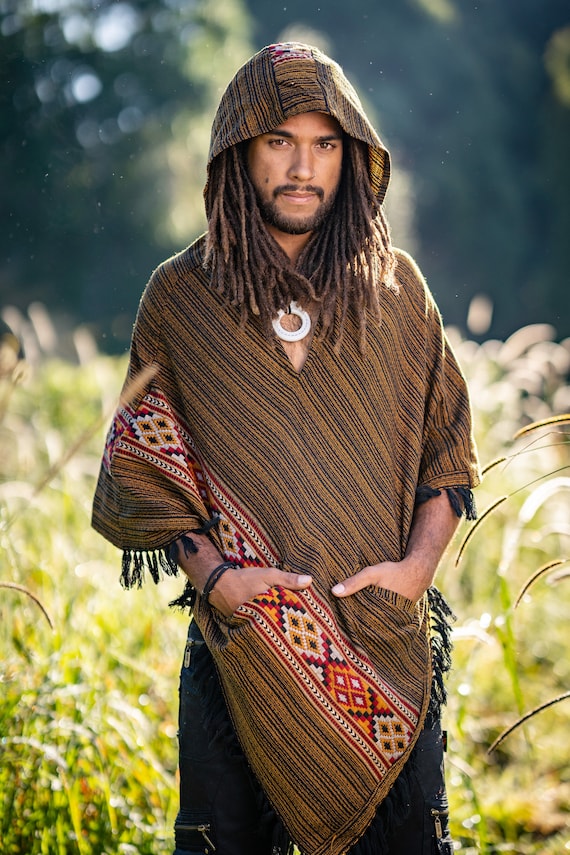 Black hooded hotsell poncho mens