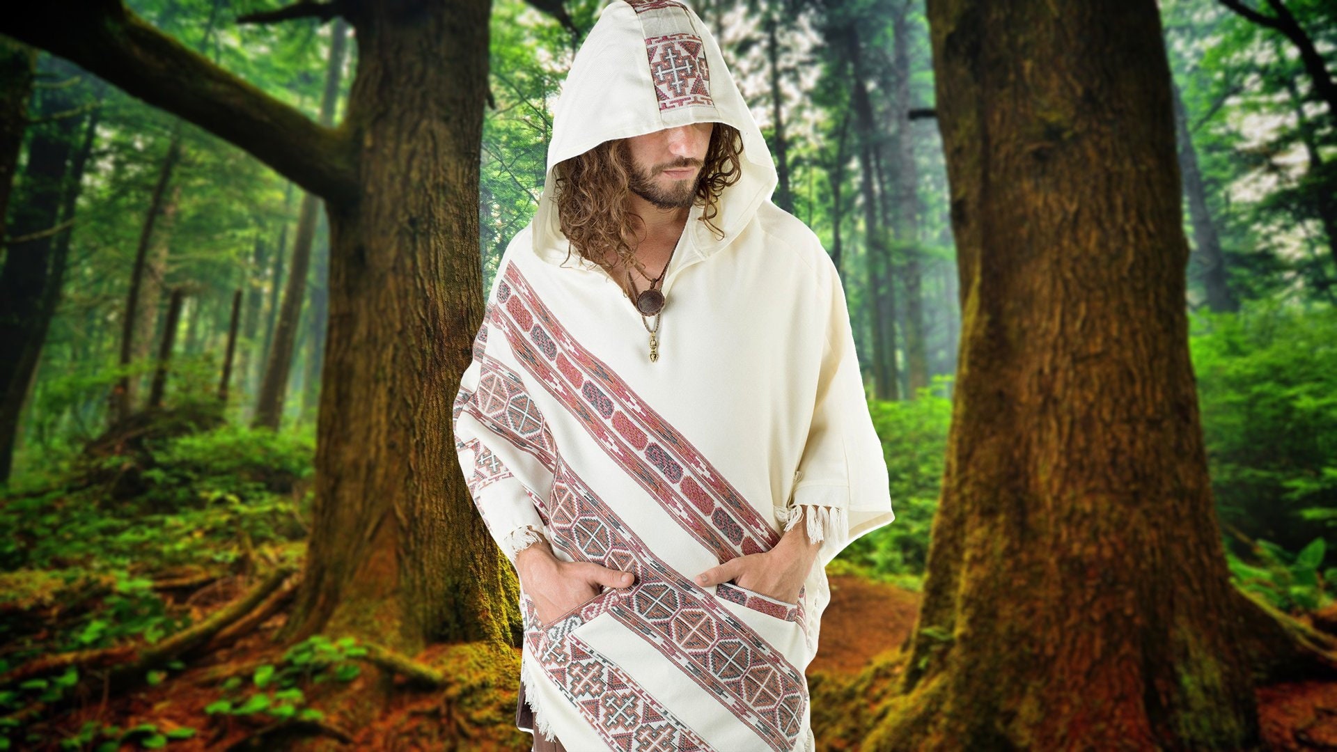 Mens Wool Poncho With Hood