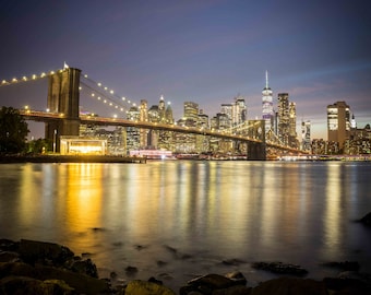 Brooklyn Bridge Photo Poster looking back into Manhattan New York, NY