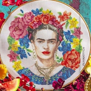 Frida Kahlo Cross Stitch Pattern. 2 PDF Charts | Etsy