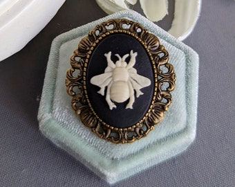 Bee Brooch, Honeybee Pin, Bee Cameo Jewelry, Whimsigothic  Jewelry, Dark Academia