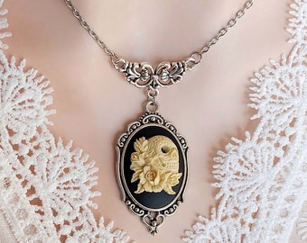 Sugar Skull Necklace, Day of the Dead Pendant, Dia de Los Muertas Skull Jewelry,