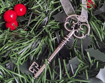 First Home Ornament, Silver Key Ornament, Christmas Tree Ornament, Skeleton Key Ornament, New Home Gift,  Realtor Gift for Client
