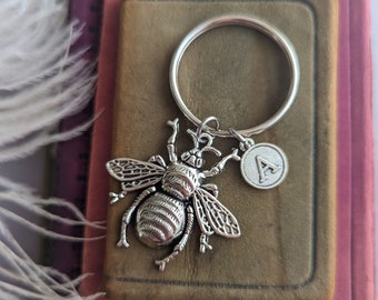 Bee Keychain, Honeybee Key Ring, Personalized Gift, Initial Key Chain, Nature Lover, Inspirational Gift Ideas for Her Birthday