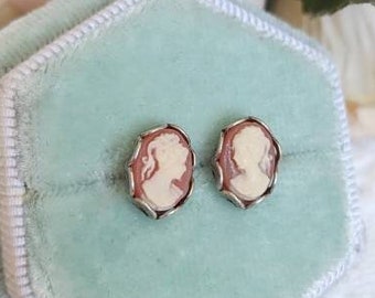 Carnelian Cameo earrings, tiny cameo post earrings, stainless steel hypoallergenic stud earring, cameo jewelry, best gifts for her