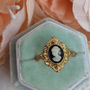 Victorian Style Cameo Ring: Grecian Goddess, Adjustable Band