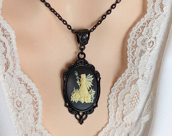 Fairy Cameo Necklace, Woodland Fairy Pendant, Mythical Creatures, Fantasy Jewelry, Fairycore Jewelry, Faerie Jewelry, Fae Jewelry, Magical