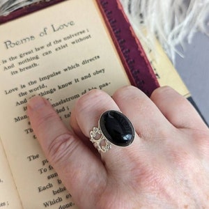 Obsidian Ring, Obsidian Stone Ring, Gemstone Jewelry, Black Stone Ring, Gothic Jewelry, Gift for Her