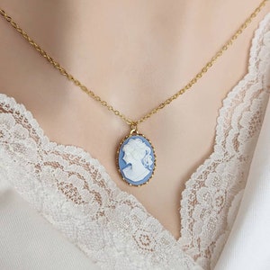 Gold Cameo Necklace, Vintage Charm Necklace, Bridal Jewelry, Vintage Inspired Jewelry, Gold Charm Necklace, Minimalist Jewelry, Gold Plated