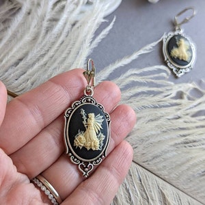 Fairy Cameo Earrings, Woodland Fairy Statement Earrings with Lever Back Ear Wires, Mythical Creatures, Fairycore Jewelry image 3