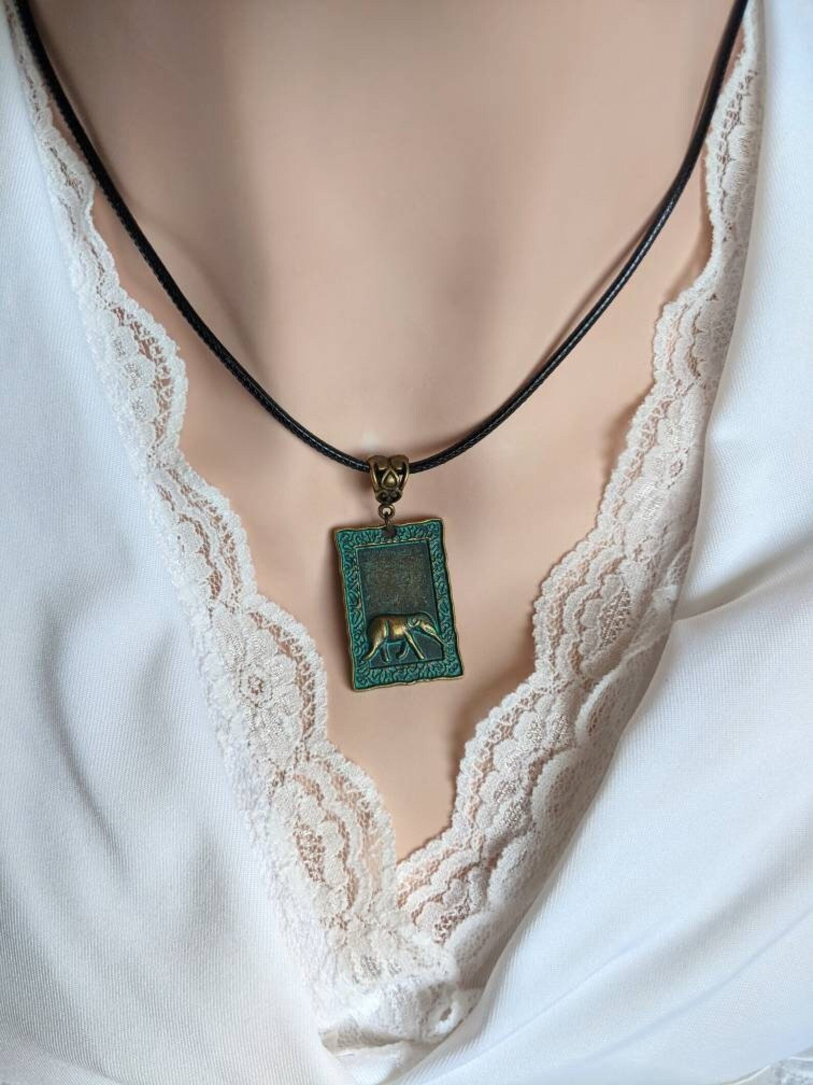 Elephant Choker Necklace Elephant Statement Pendant Etsy