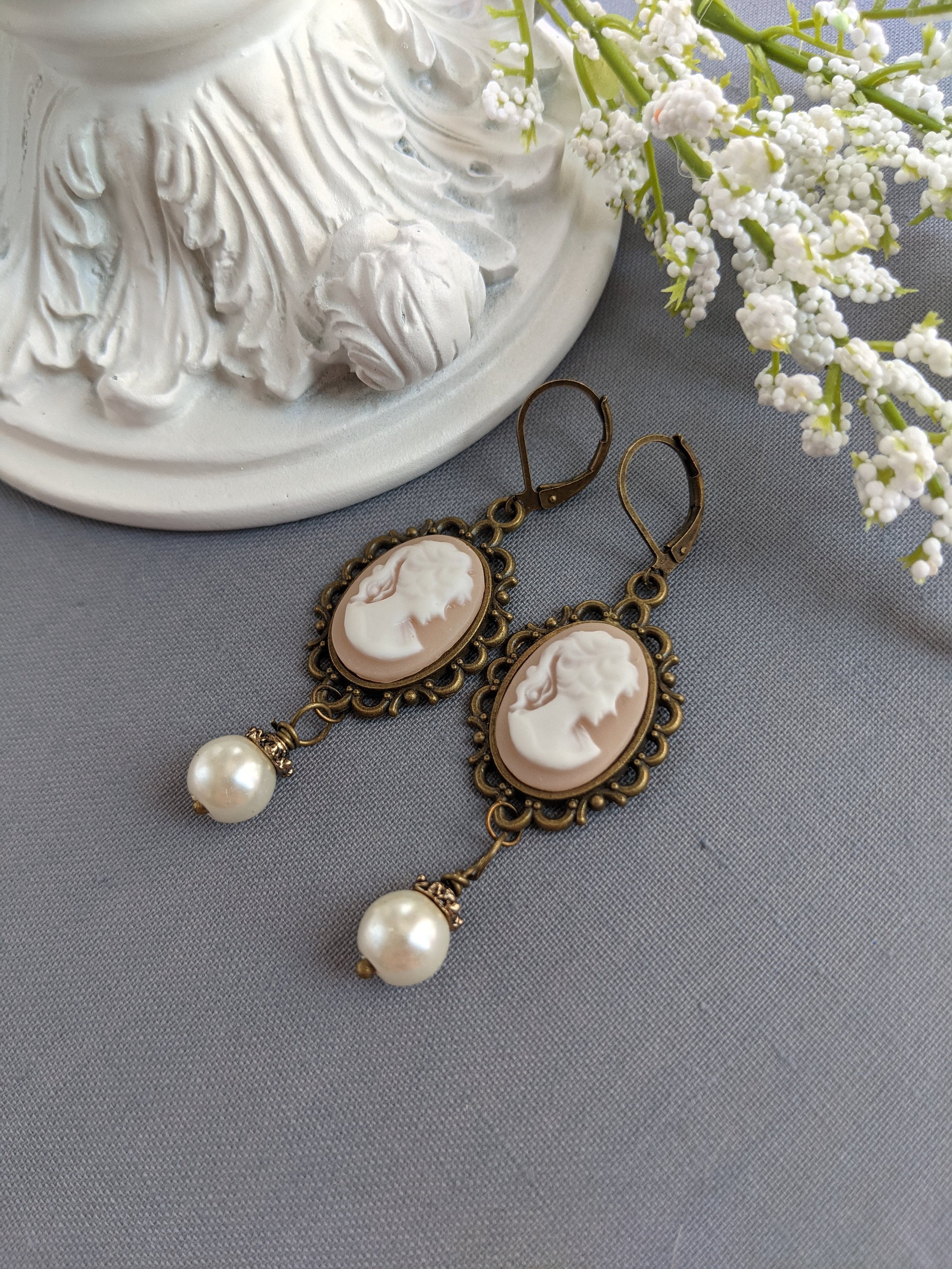 Peach pink shop earrings