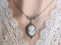 Goddess Cameo Necklace, Vintage Style Victorian Bridal Jewelry, Historical Costume Gift for Her