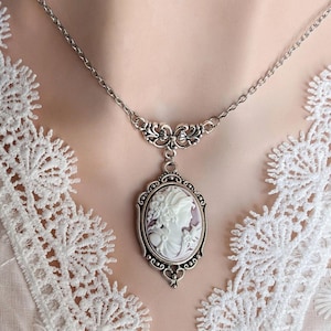 Collar con camafeo de diosa, joyería nupcial victoriana de estilo vintage, regalo de vestuario histórico para ella.