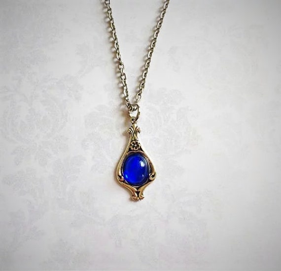 Silver Sapphire Necklace Sapphire Jewelry Sapphire Necklace Etsy