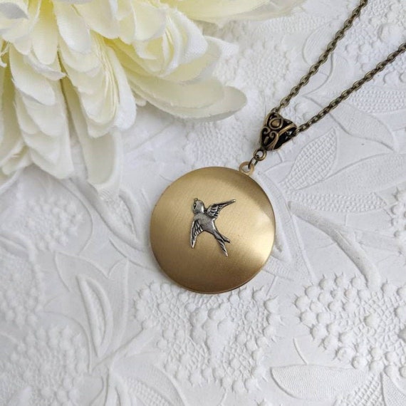 Gold locket necklace etsy deals