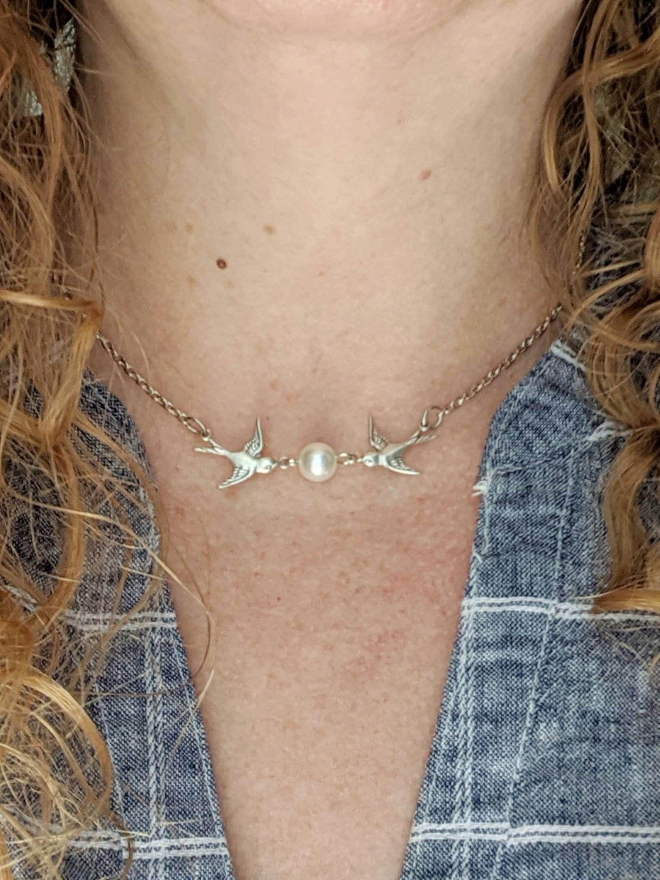 Collier Pendentif Love Birds Argent Et Or - Colombe Cygne Charme Romantique, Fait Main En Israël